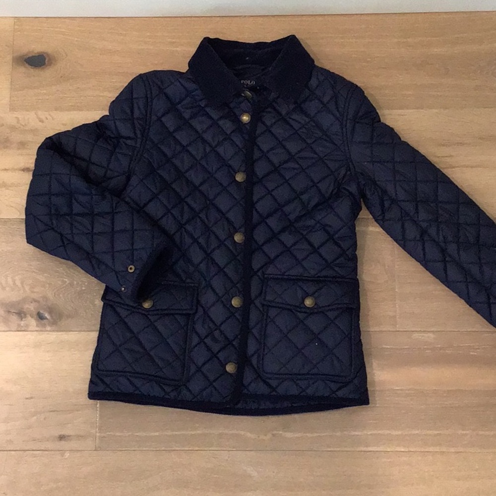 Ralph Lauren kids diamond quilted jacket navy w/ gold size L (12/14)